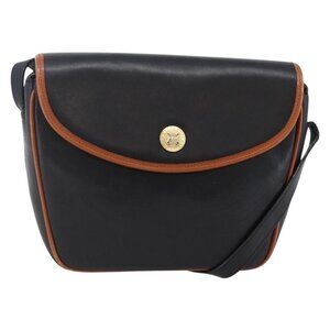 Authentic CELINE Shoulder Bag Leather Black Gold